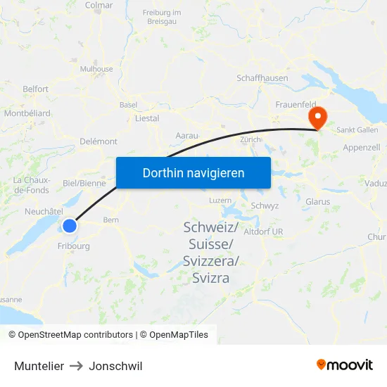 Muntelier to Jonschwil map