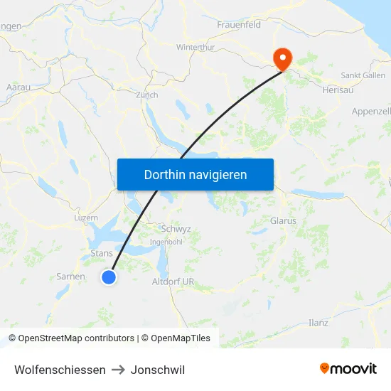 Wolfenschiessen to Jonschwil map