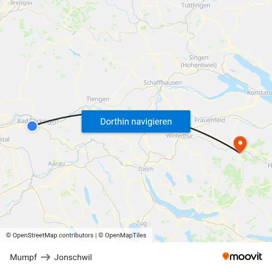 Mumpf to Jonschwil map