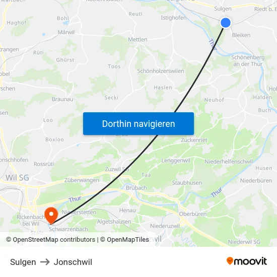 Sulgen to Jonschwil map