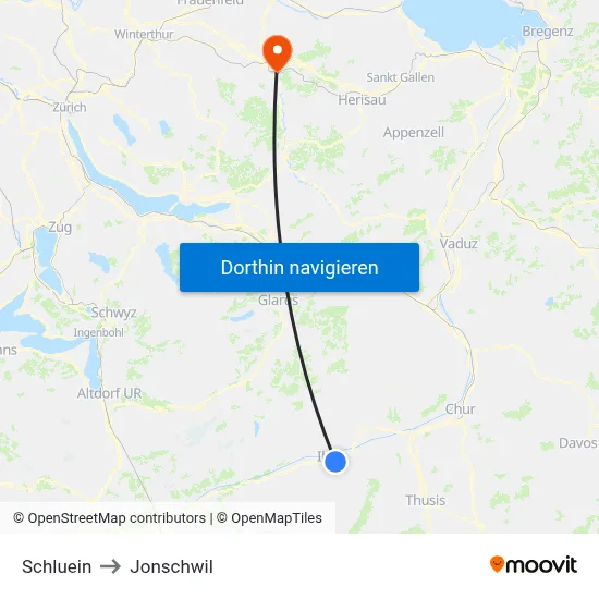 Schluein to Jonschwil map