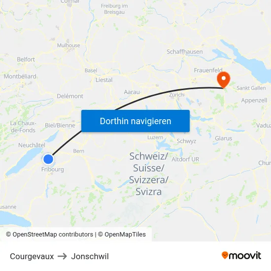 Courgevaux to Jonschwil map