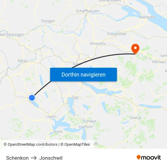 Schenkon to Jonschwil map