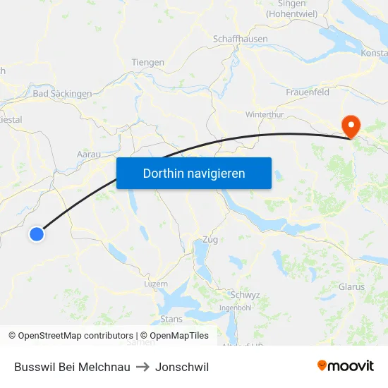Busswil Bei Melchnau to Jonschwil map