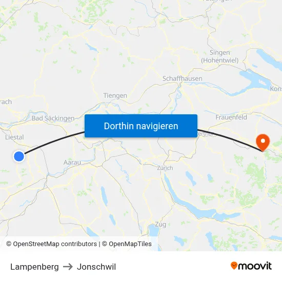 Lampenberg to Jonschwil map