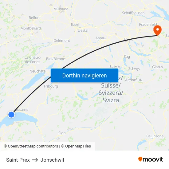 Saint-Prex to Jonschwil map