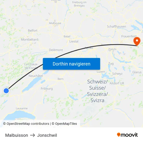 Malbuisson to Jonschwil map