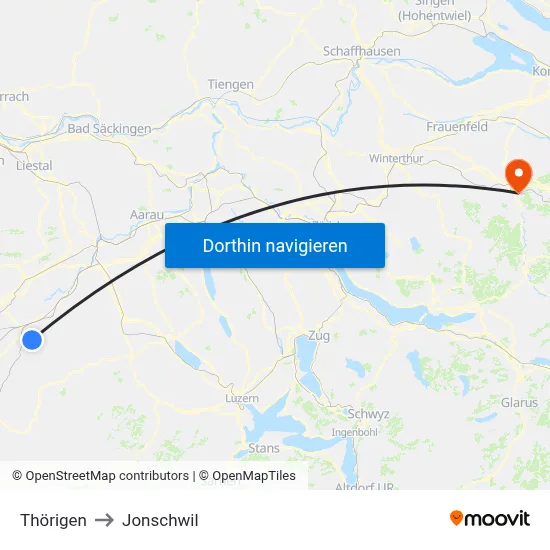Thörigen to Jonschwil map