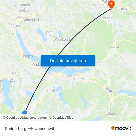 Steinerberg to Jonschwil map
