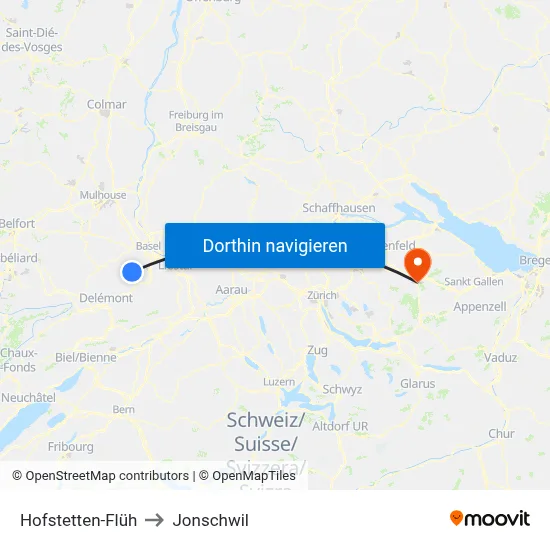 Hofstetten-Flüh to Jonschwil map