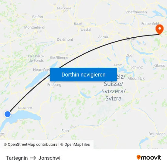 Tartegnin to Jonschwil map