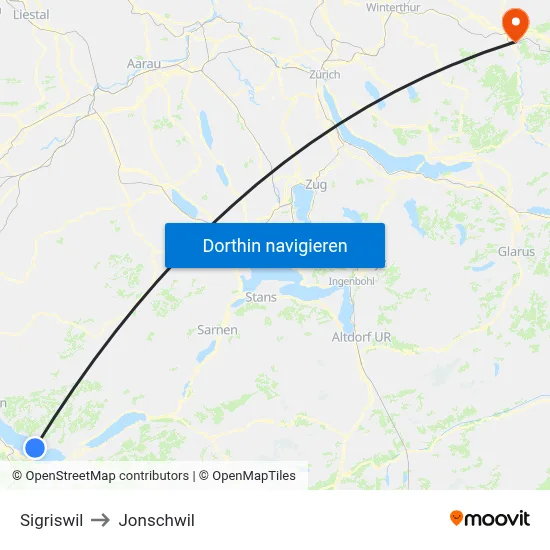 Sigriswil to Jonschwil map
