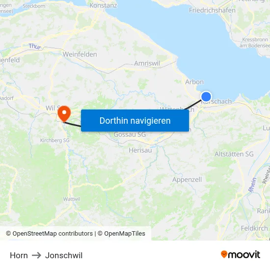 Horn to Jonschwil map