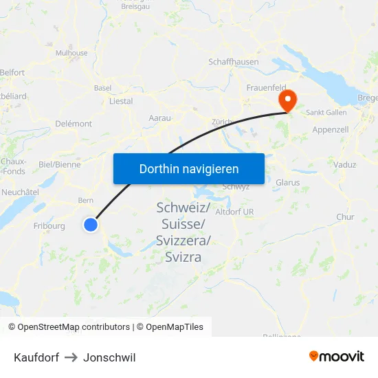 Kaufdorf to Jonschwil map