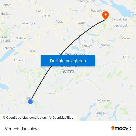 Vex to Jonschwil map