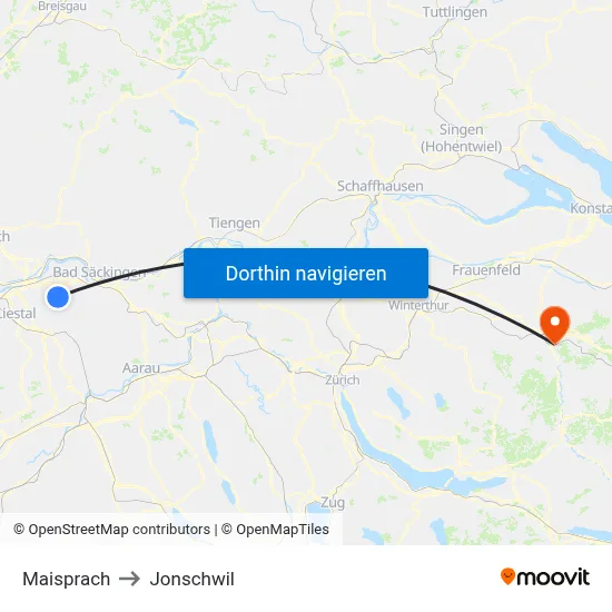 Maisprach to Jonschwil map