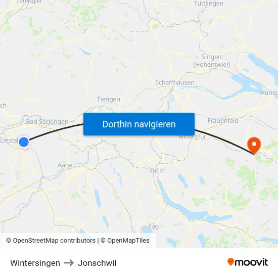 Wintersingen to Jonschwil map