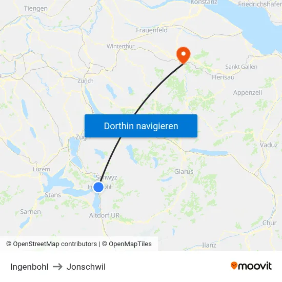 Ingenbohl to Jonschwil map