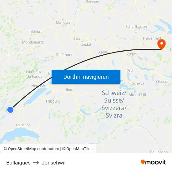 Ballaigues to Jonschwil map