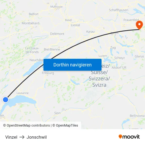 Vinzel to Jonschwil map