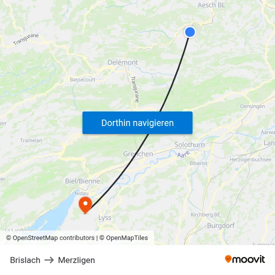 Brislach to Merzligen map