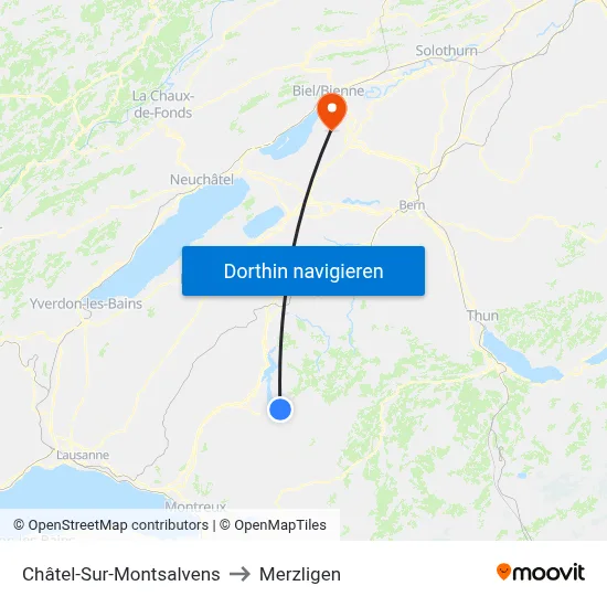 Châtel-Sur-Montsalvens to Merzligen map