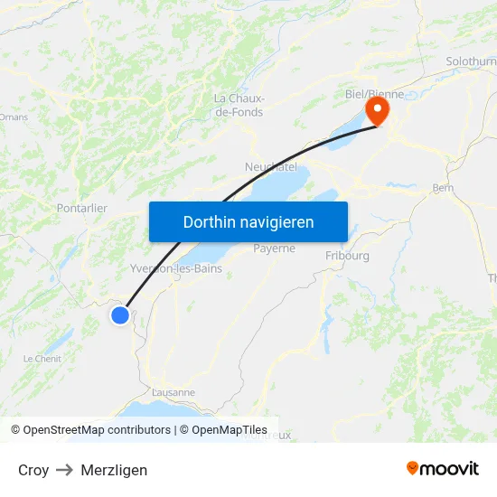 Croy to Merzligen map