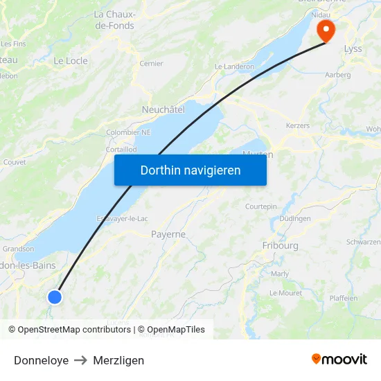 Donneloye to Merzligen map