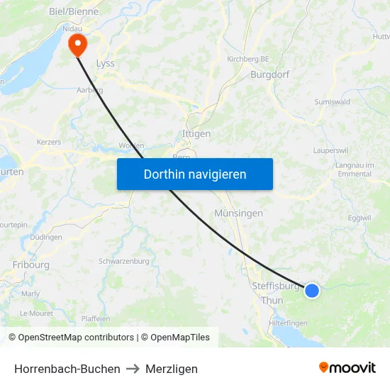Horrenbach-Buchen to Merzligen map