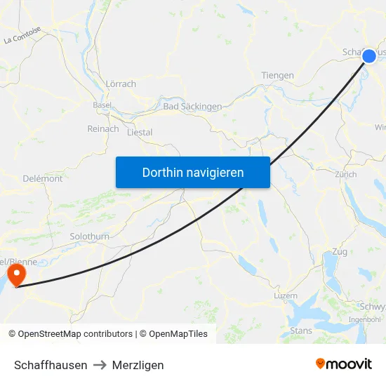 Schaffhausen to Merzligen map
