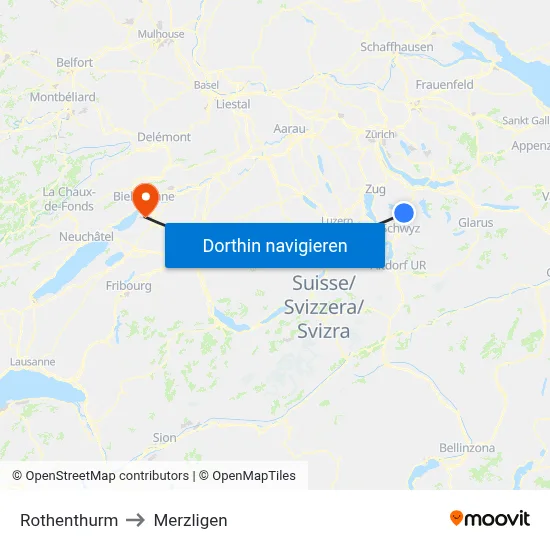 Rothenthurm to Merzligen map