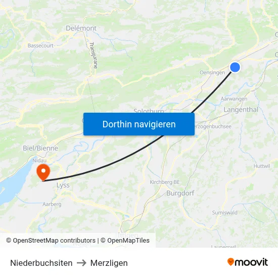 Niederbuchsiten to Merzligen map