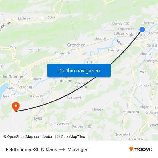 Feldbrunnen-St. Niklaus to Merzligen map