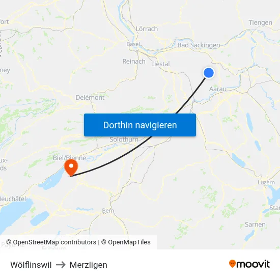 Wölflinswil to Merzligen map