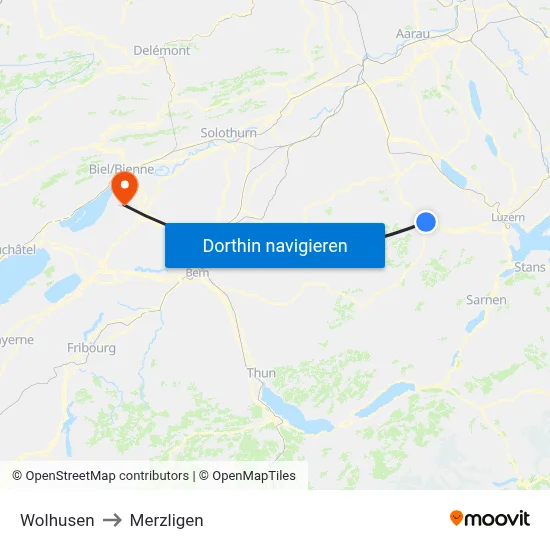 Wolhusen to Merzligen map