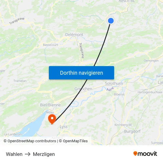 Wahlen to Merzligen map