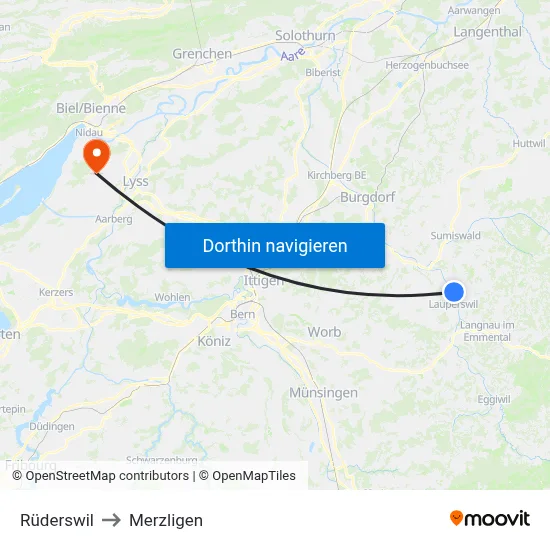 Rüderswil to Merzligen map