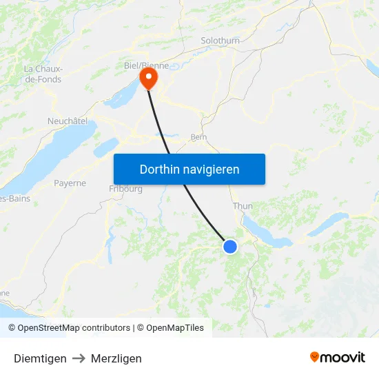 Diemtigen to Merzligen map