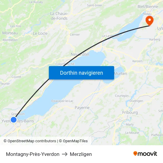 Montagny-Près-Yverdon to Merzligen map