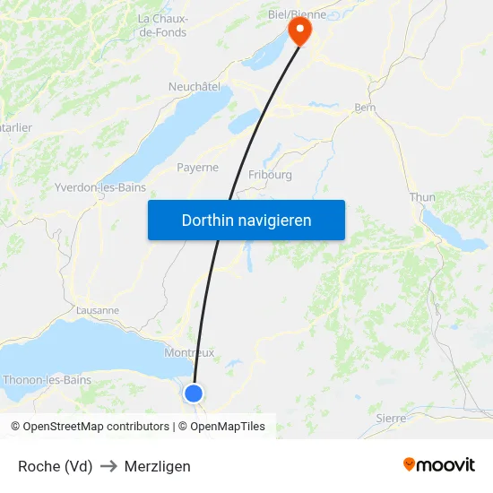 Roche (Vd) to Merzligen map