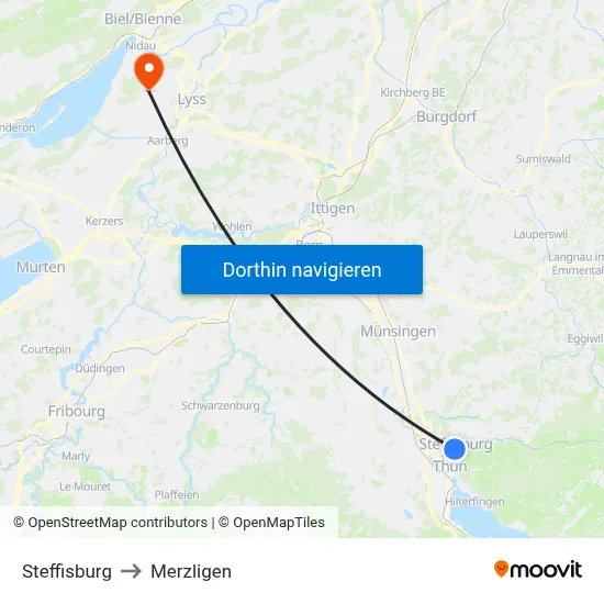 Steffisburg to Merzligen map