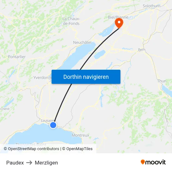 Paudex to Merzligen map
