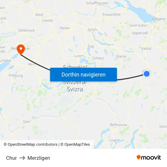 Chur to Merzligen map