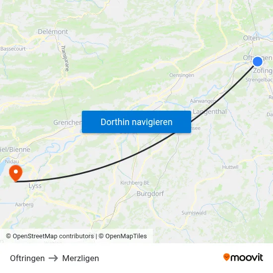Oftringen to Merzligen map