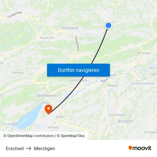 Erschwil to Merzligen map
