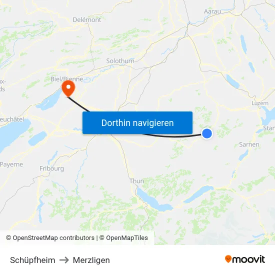 Schüpfheim to Merzligen map