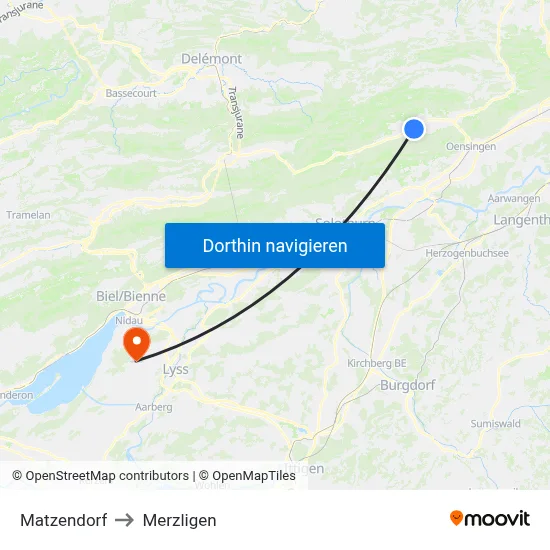 Matzendorf to Merzligen map