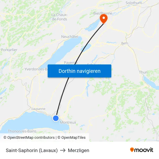 Saint-Saphorin (Lavaux) to Merzligen map