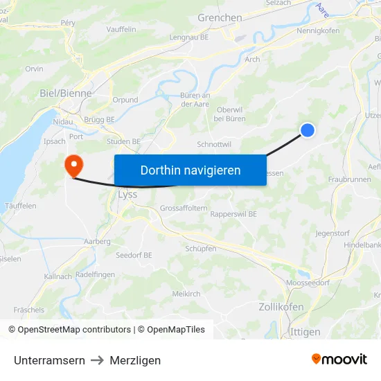 Unterramsern to Merzligen map