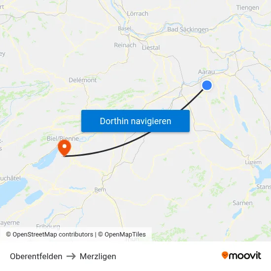 Oberentfelden to Merzligen map